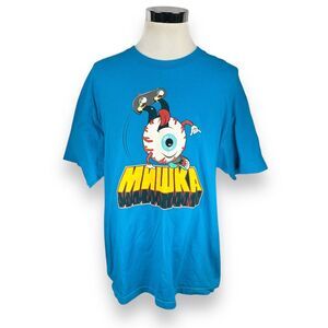 Mishka MNWKA Skateboarding T-Shirt Men's XL Blue Skater Eyeball Streetwear Tee
